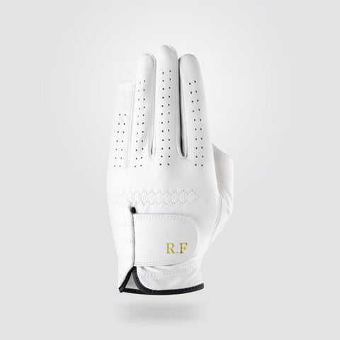 white custom leather golf glove