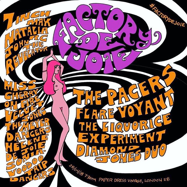 The next Factory de Joie night in on 28th April, featuring @helene_de_joie, @thepacersband, @flarevoyant and @themeyerdancers 🎶
.
.
#60s #60smusic #60srock #60sstyle #60sfashion #1960s #sixties #rocknroll #rockandroll #classicrock #rockmusic #psychedelic #psychedelicart #psychedelics #psychedelia #psychedelicrock #psychedelicmusic #vintage #vintagestyle #burlesque #gogodancer